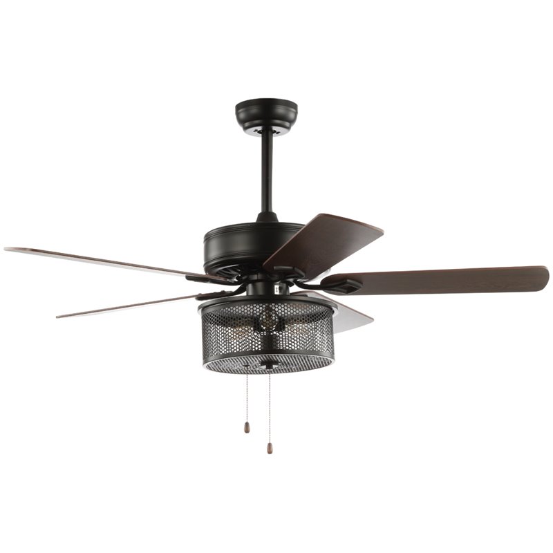 Safavieh Fredrik Wood and Iron Ceiling Light Fan in Black