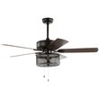 Safavieh Fredrik Wood and Iron Ceiling Light Fan in Black