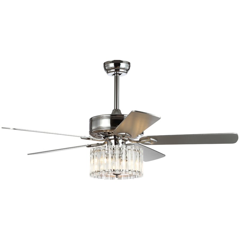 Safavieh Dresher Wood and Iron Ceiling Light Fan in Chrome