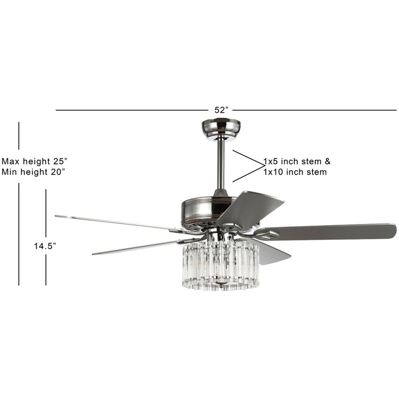Safavieh Dresher Wood and Iron Ceiling Light Fan in Chrome