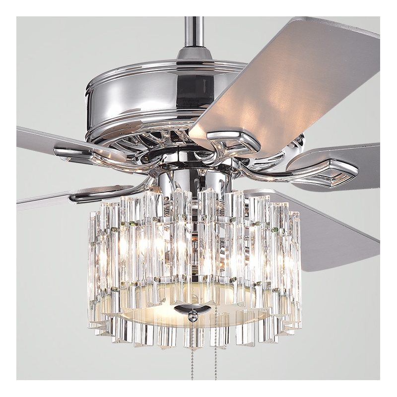 Safavieh Dresher Wood and Iron Ceiling Light Fan in Chrome