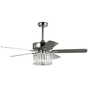 Safavieh Dresher Wood and Iron Ceiling Light Fan in Chrome
