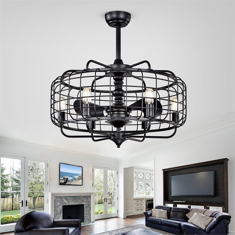 Safavieh Larsin Iron Ceiling Light Fan in Black