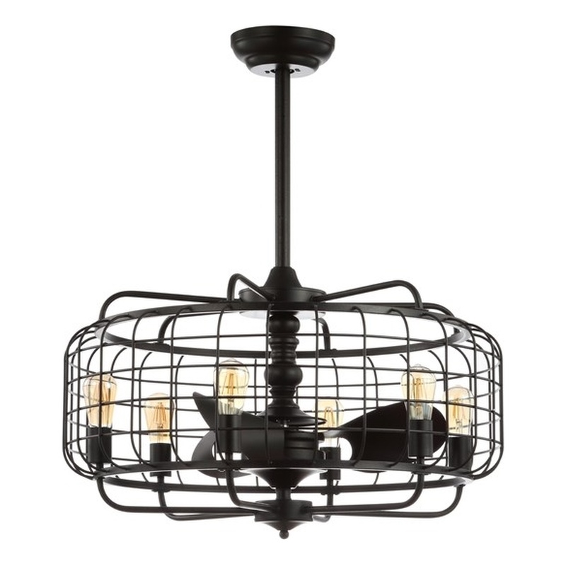 Safavieh Larsin Iron Ceiling Light Fan in Black