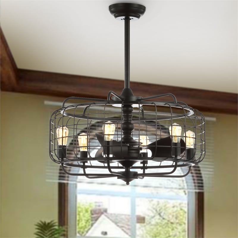 Safavieh Larsin Iron Ceiling Light Fan in Black