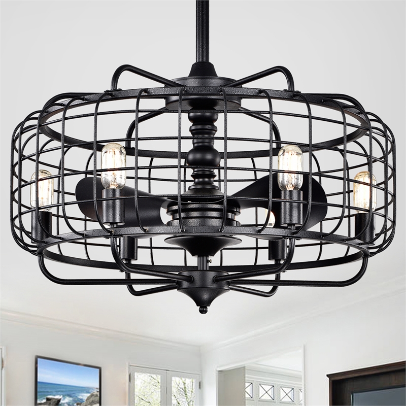 Safavieh Larsin Iron Ceiling Light Fan in Black