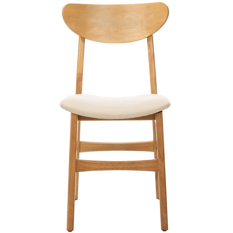 Safavieh Lucca Retro Wood and Polyester Dining Chair in Natural / White