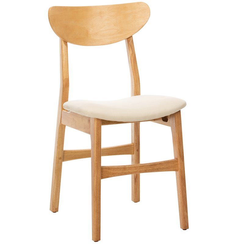 Safavieh Lucca Retro Wood and Polyester Dining Chair in Natural / White