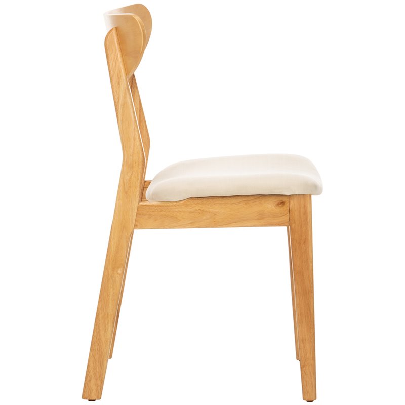 Safavieh Lucca Retro Wood and Polyester Dining Chair in Natural / White