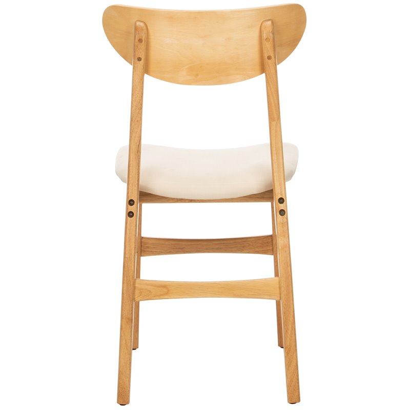 Safavieh Lucca Retro Wood and Polyester Dining Chair in Natural / White