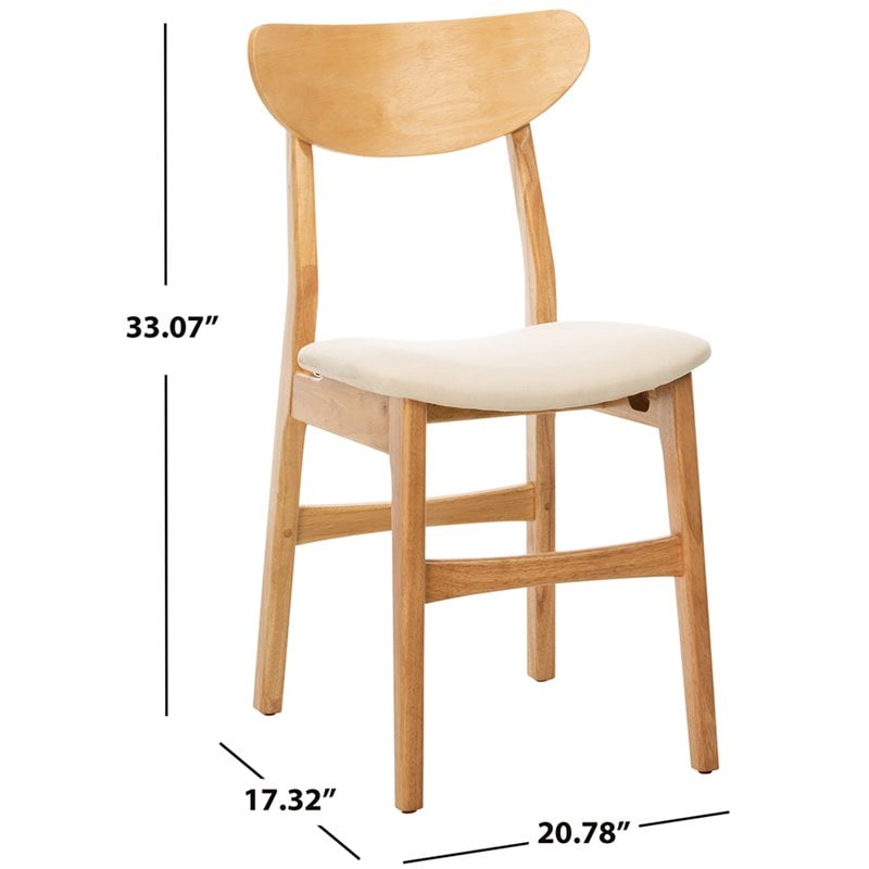 Safavieh Lucca Retro Wood and Polyester Dining Chair in Natural / White