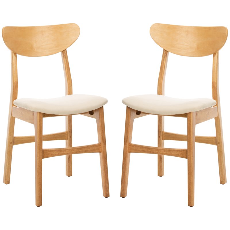 Safavieh Lucca Retro Wood and Polyester Dining Chair in Natural / White