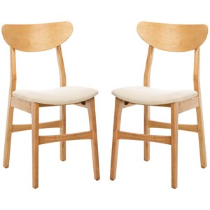 Safavieh Lucca Retro Wood and Polyester Dining Chair in Natural / White