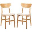 Safavieh Lucca Retro Wood and Polyester Dining Chair in Natural / White