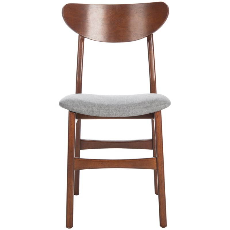 Safavieh Lucca Retro Wood and Polyester Dining Chair in Walnut / Gray