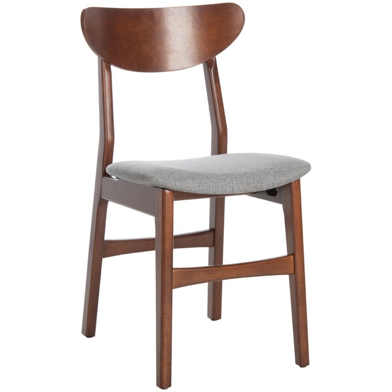 Safavieh Lucca Retro Wood and Polyester Dining Chair in Walnut / Gray