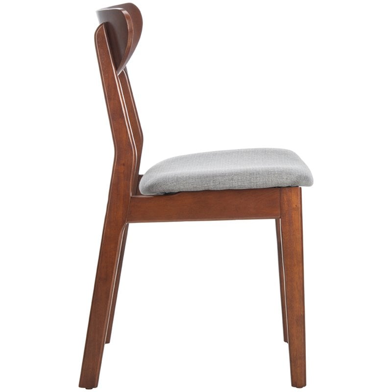 Safavieh Lucca Retro Wood and Polyester Dining Chair in Walnut / Gray