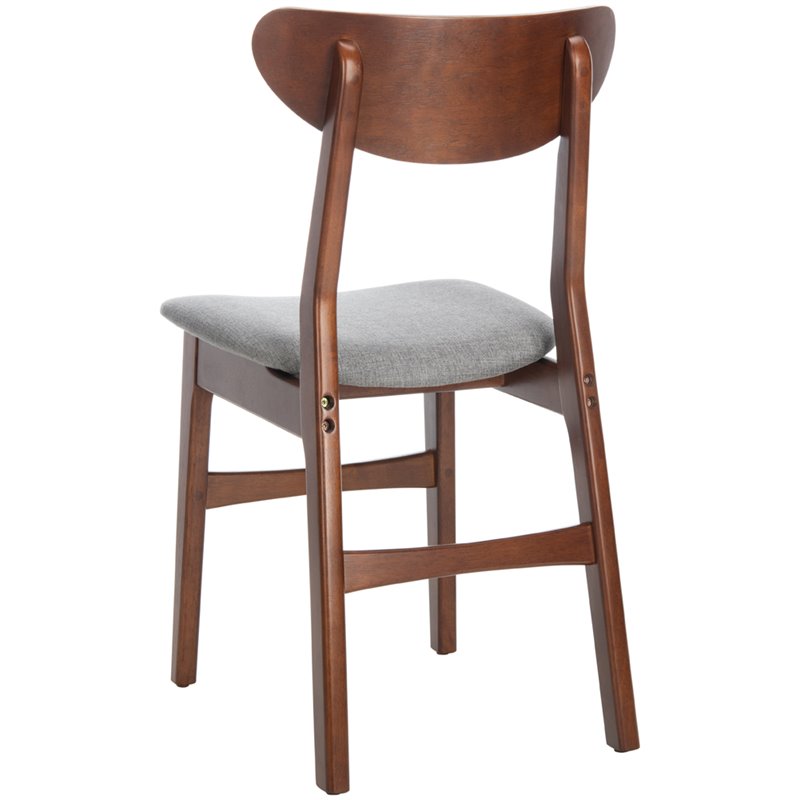 Safavieh Lucca Retro Wood and Polyester Dining Chair in Walnut / Gray