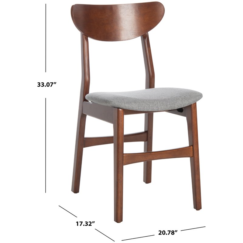 Safavieh Lucca Retro Wood and Polyester Dining Chair in Walnut / Gray