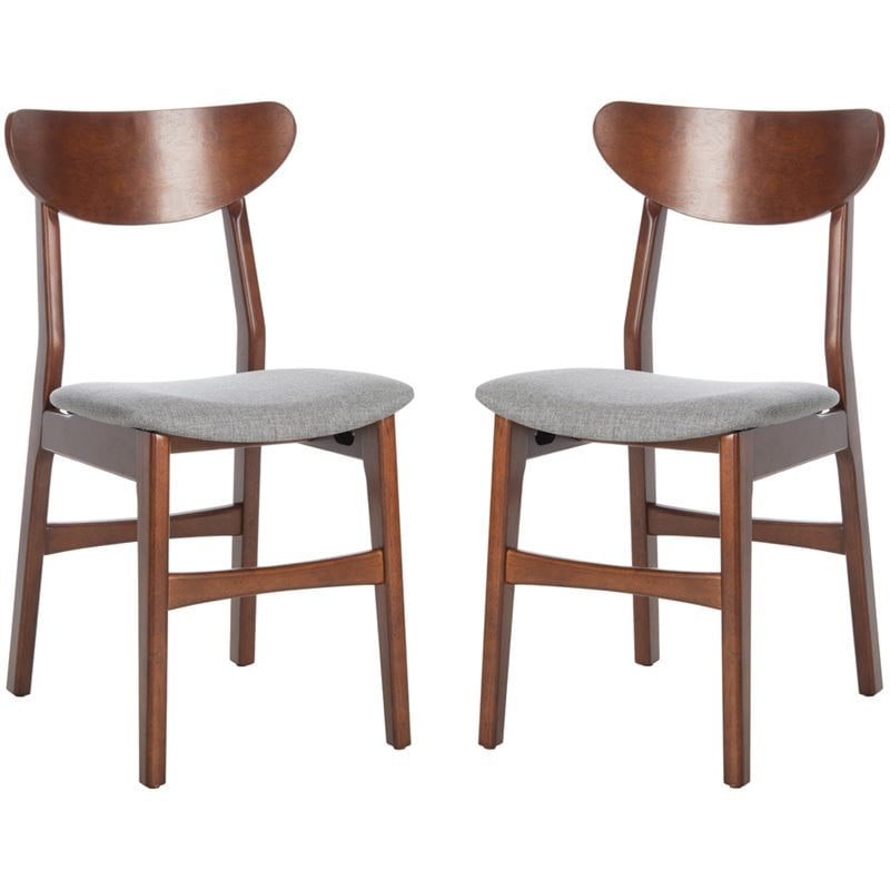 Safavieh Lucca Retro Wood and Polyester Dining Chair in Walnut / Gray