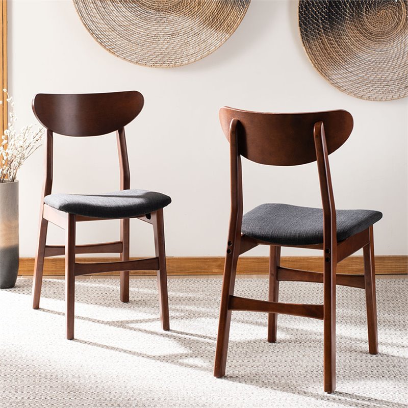 Safavieh Lucca Retro Wodo and Polyester Dining Chair in Walnut / Black