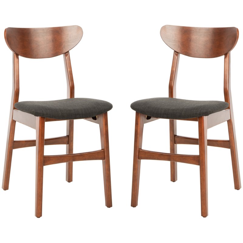 Safavieh Lucca Retro Wodo and Polyester Dining Chair in Walnut / Black