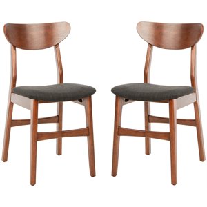 Safavieh Lucca Retro Wodo and Polyester Dining Chair in Walnut / Black