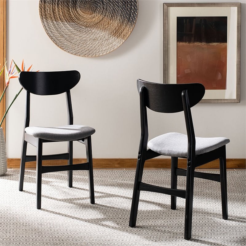 Safavieh Lucca Retro Wood and Polyester Dining Chair in Black / Gray