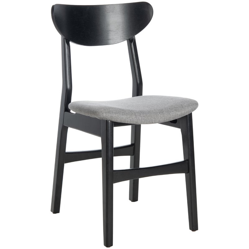 Safavieh Lucca Retro Wood and Polyester Dining Chair in Black / Gray