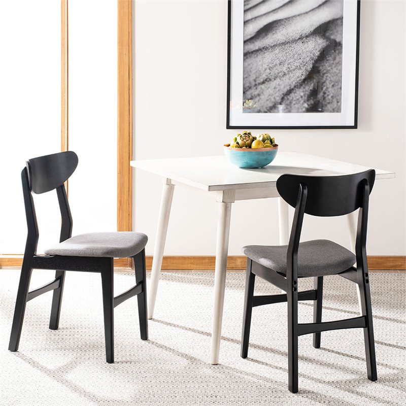 Safavieh Lucca Retro Wood and Polyester Dining Chair in Black / Gray