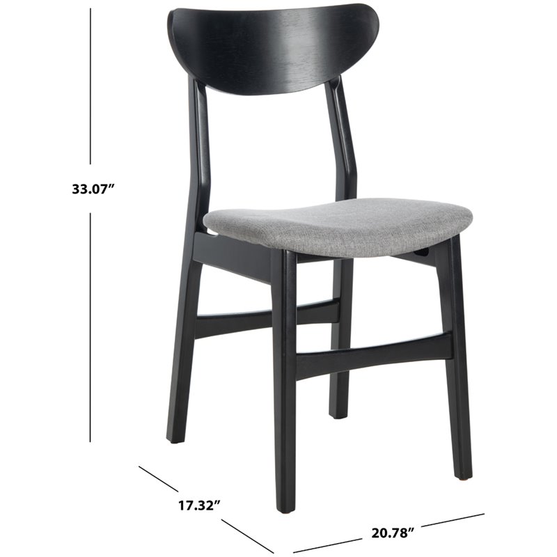 Safavieh Lucca Retro Wood and Polyester Dining Chair in Black / Gray