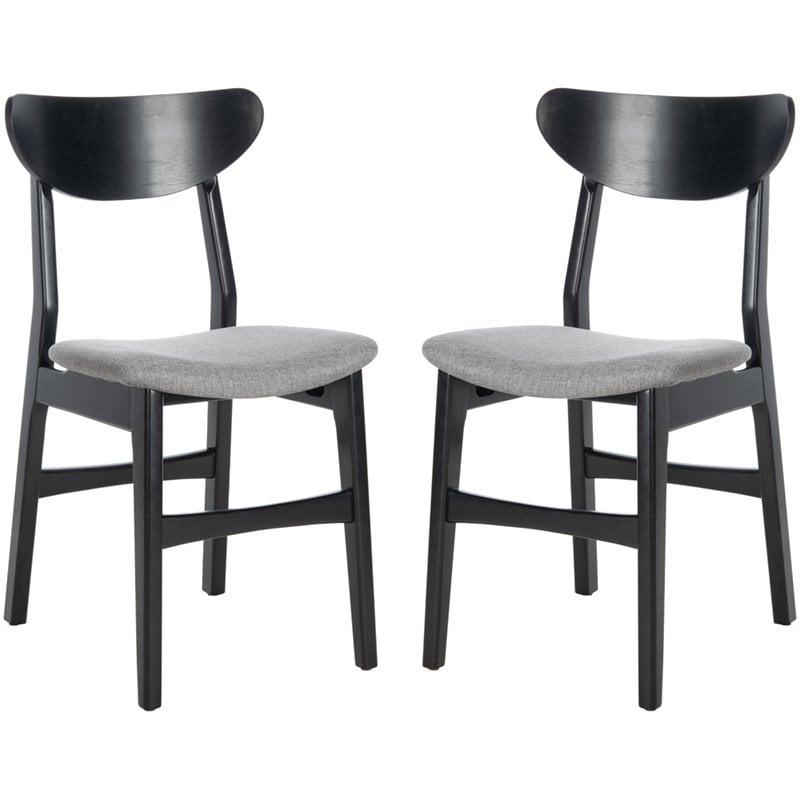 Safavieh Lucca Retro Wood and Polyester Dining Chair in Black / Gray