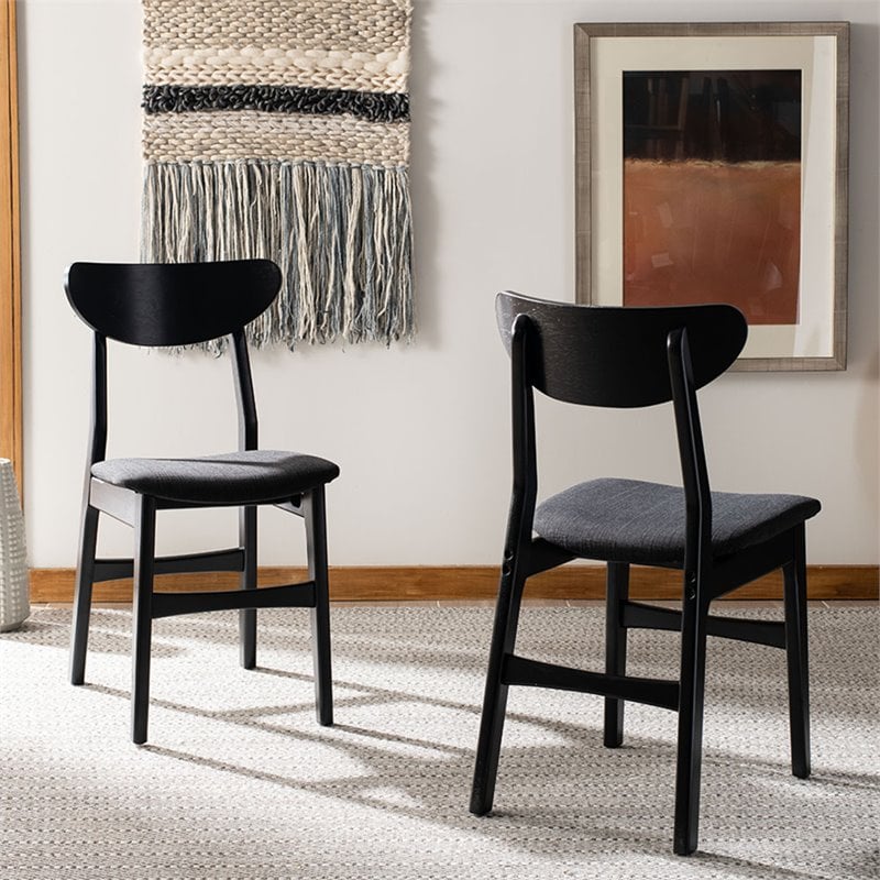 Safavieh Lucca Retro Wood and Polyester Dining Chair in Black