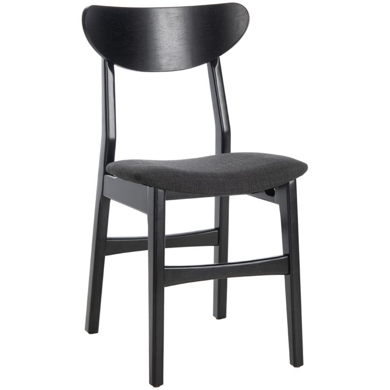 Safavieh Lucca Retro Wood and Polyester Dining Chair in Black