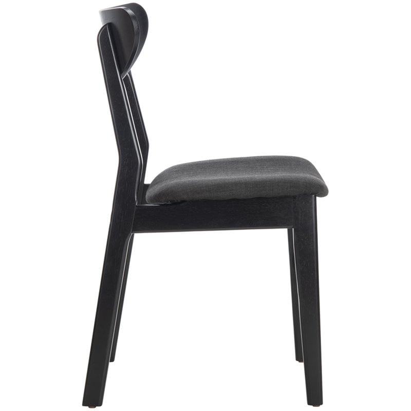 Safavieh Lucca Retro Wood and Polyester Dining Chair in Black
