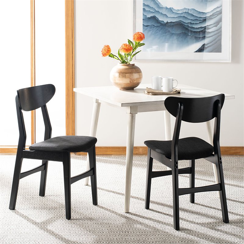 Safavieh Lucca Retro Wood and Polyester Dining Chair in Black