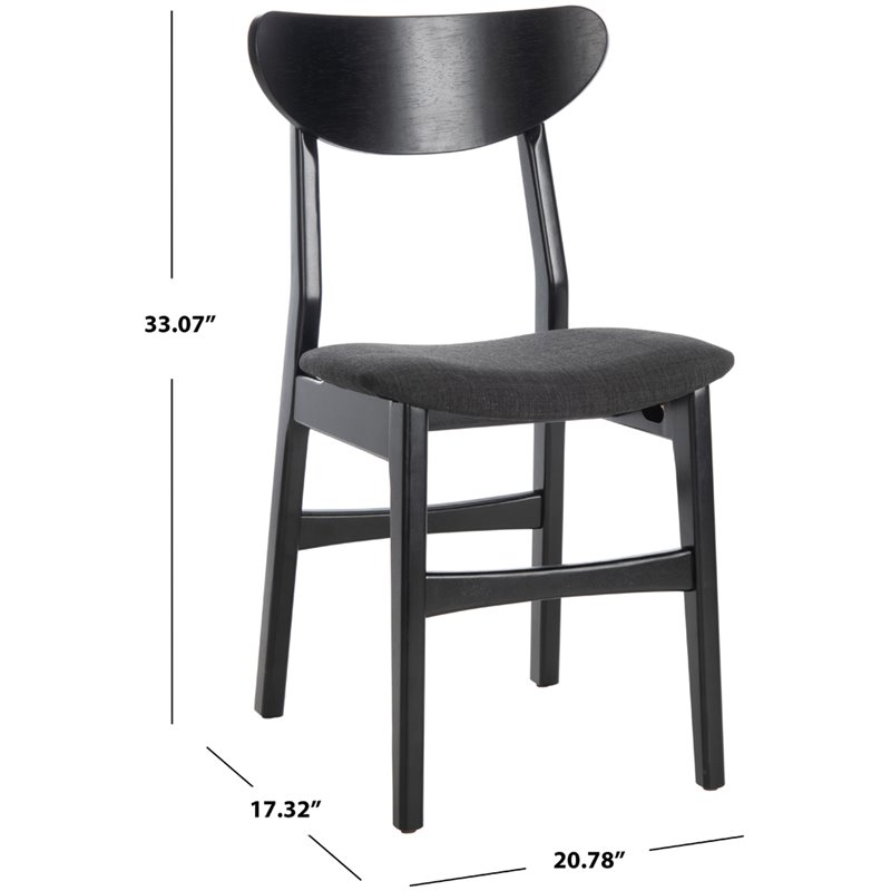 Safavieh Lucca Retro Wood and Polyester Dining Chair in Black