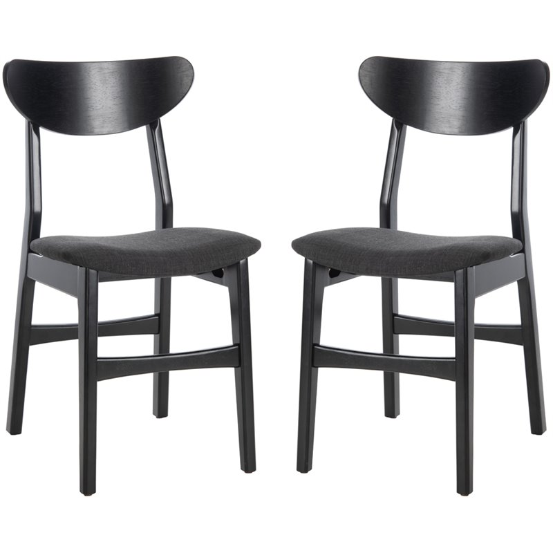 Safavieh Lucca Retro Wood and Polyester Dining Chair in Black
