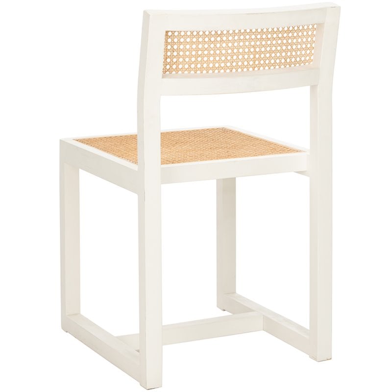 Safavieh Bernice Cane Elm Wood Dining Chair in White / Natural