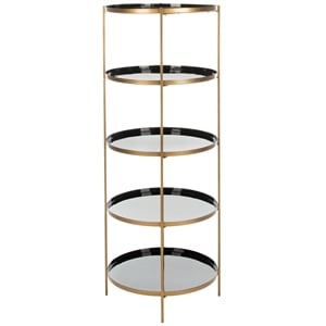 Safavieh Tia Round 5 Tier Iron Etagere in Black / Brass