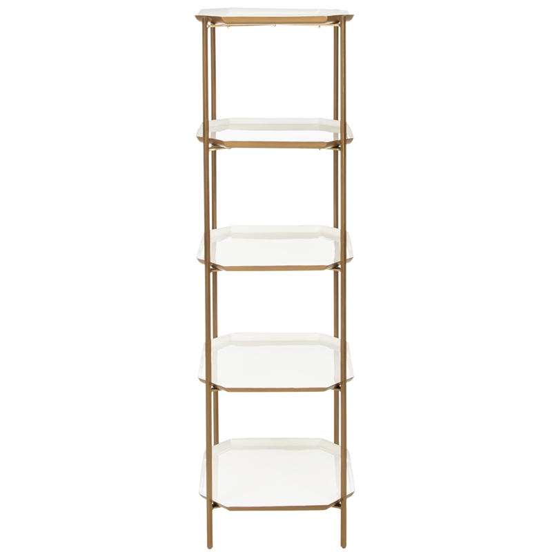 Safavieh Sylvie 5 Tier Iron Etagere in White / Brass