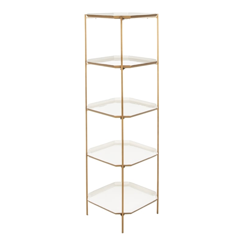 Safavieh Sylvie 5 Tier Iron Etagere in White / Brass