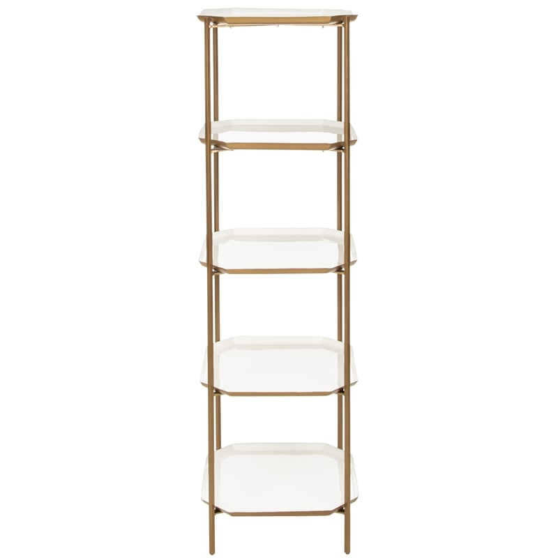 Safavieh Sylvie 5 Tier Iron Etagere in White / Brass