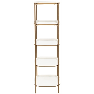safavieh sylvie 5 tier iron etagere in white / brass