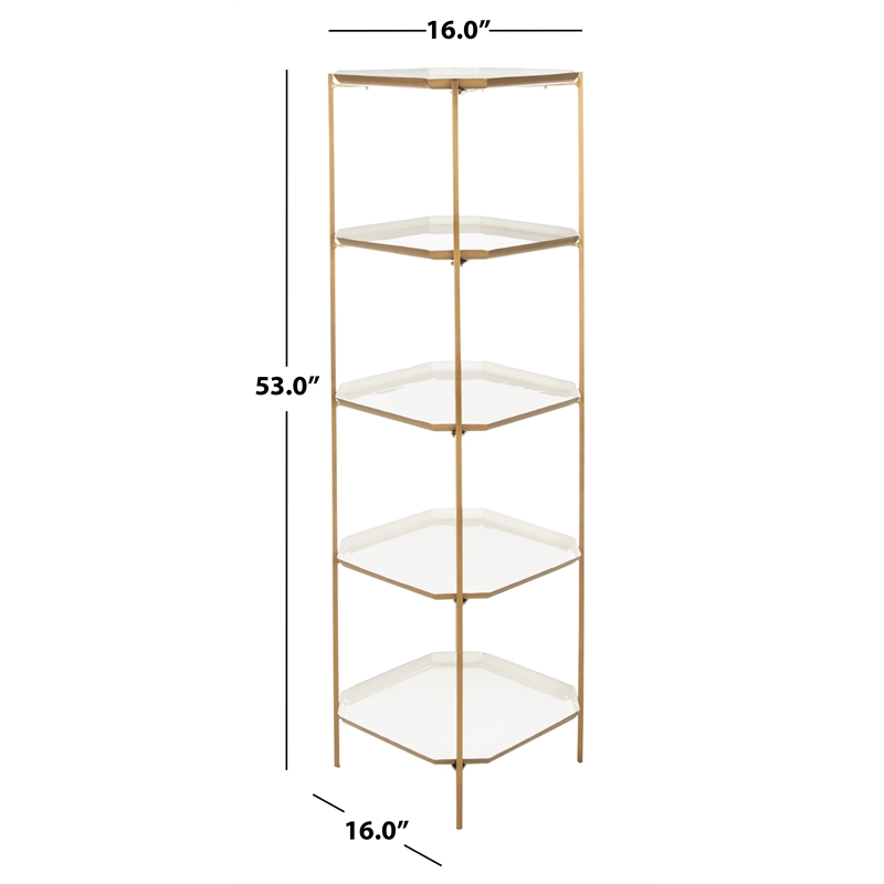 Safavieh Sylvie 5 Tier Iron Etagere in White / Brass