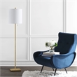 Safavieh Octavius Iron Floor Lamp in Brass/White Fabric Drum Shade