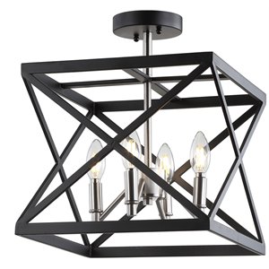 Safavieh Matias Iron Flush Mount in Black/ Nickel