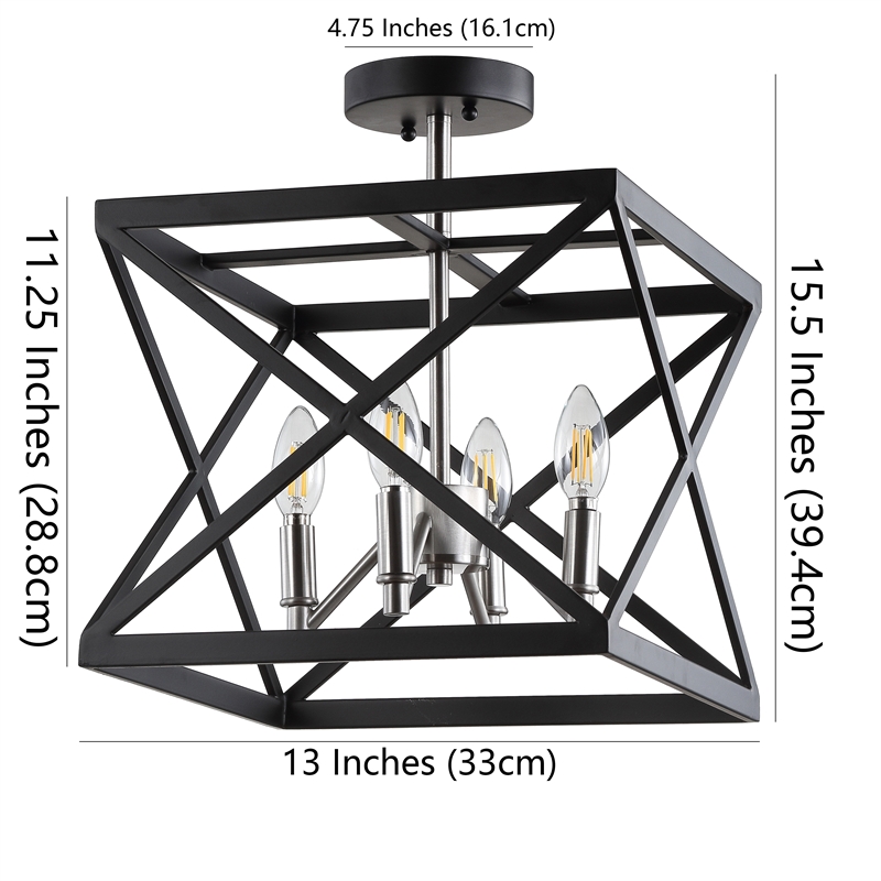 Safavieh Matias Iron Flush Mount in Black/ Nickel