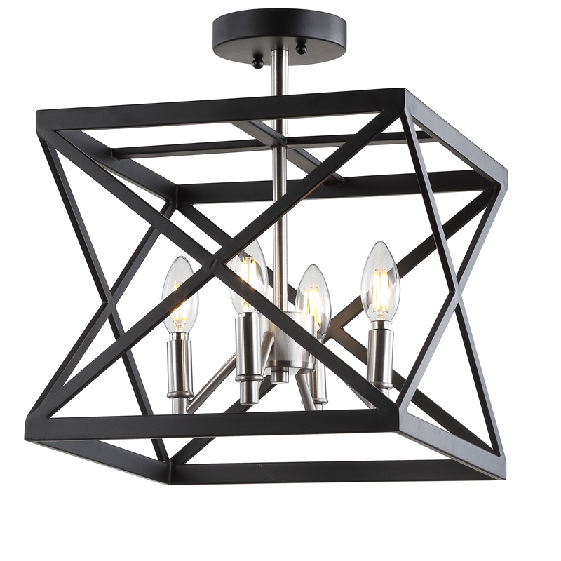 Safavieh Matias Iron Flush Mount in Black/ Nickel