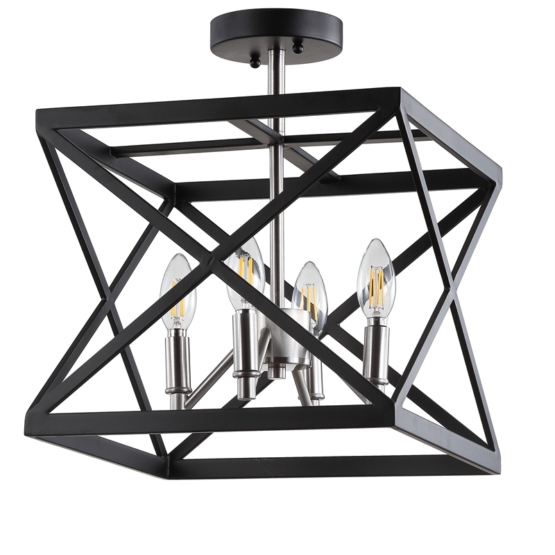 Safavieh Matias Iron Flush Mount in Black/ Nickel